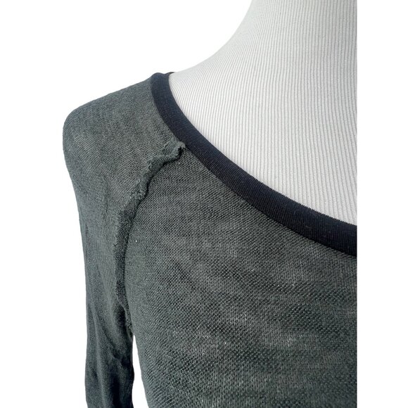 Free People Semi Sheer Asymmetric 3/4 Sleeve Slub Knit Layering Top - Picture 9 of 14